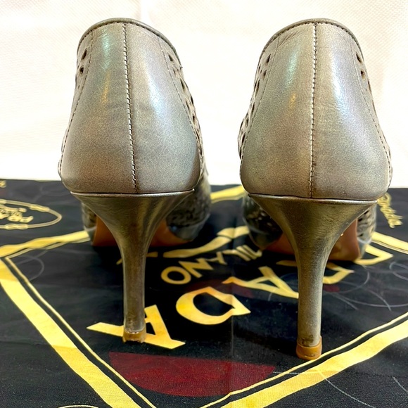 Prada Peep Toes 3” Heels Size EU 36=US 6 - Picture 6 of 10
